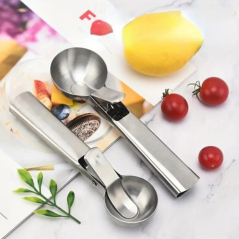 Ice Cream Spoon, Premium Ice Cream Scoop With Trigger, Stainless Steel Ice Cream Scooper, Heavy Duty Metal Ice Cream Scoop, Watermelon Spoon, Dessert Scoop, Dishwasher Safe4