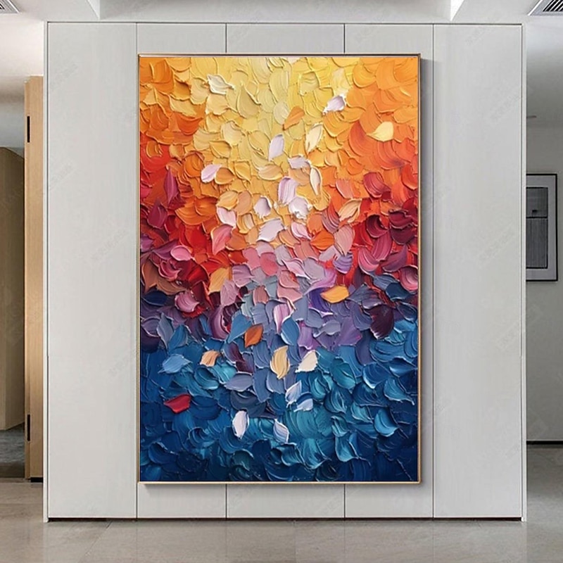 Handmate Oil PaintingCanvasWall Art DecorationAbstract Knife PaintingLandscape Warm Colorsfor Home Decor Rolled Frameless Unstretched Painting2