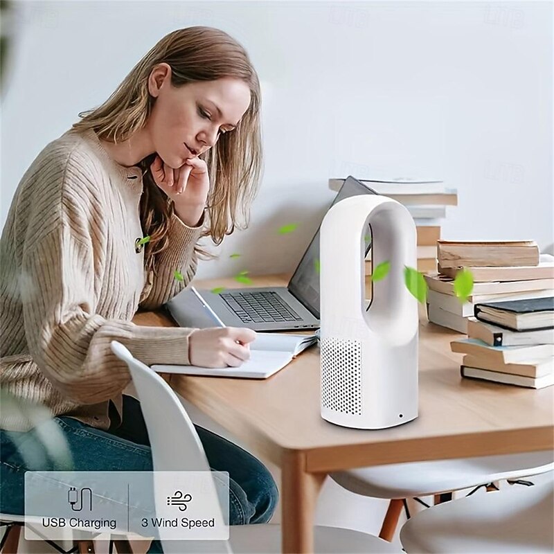 Vaneless Desktop Fan – Super Quiet Negative Ion Purifier Fan with Humidification for Bedroom and Living Room2