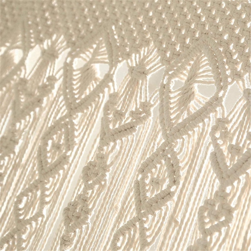 Macrame Hanging Curtain Decor Boho Long Hanging Fringe Chic Door Divider Curtains Handmade Crochet Tapestries Drapes Decorations for Living Room Windows Dorm Apartment Baby Shower Party2