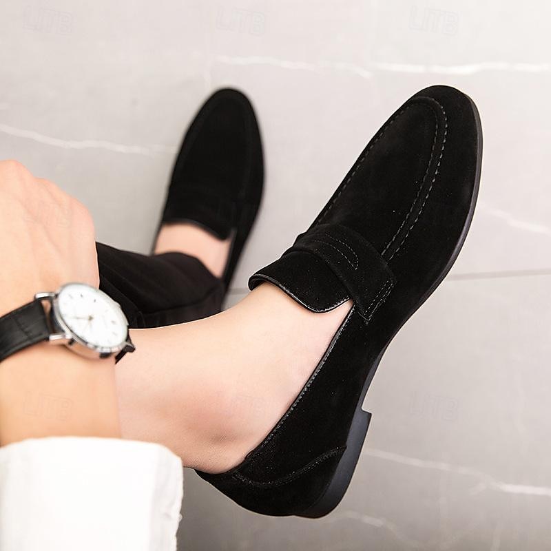 Men's Faux Suede Loafers - Classic Slip-On Casual Shoes with Low Heel and Soft Sole for Everyday Wear3