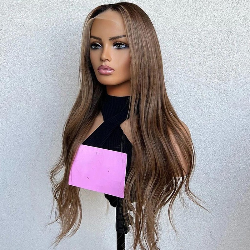 Remy Human Hair 13x4 Lace Front Wig Free Part Brazilian Hair Wavy Brown Wig 130% 150% Density with Baby Hair Natural Hairline 100% Virgin With Bleached Knots Pre-Plucked For Women Long Human Hair2