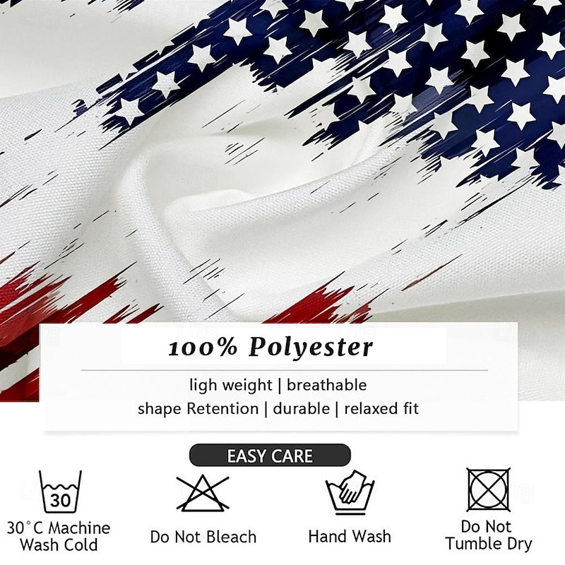 American Independence Day Men's Flag American Flag Button Up Shirt Printed Shirts Short Sleeve Casual Vacation Daily Evening Party Summer Turndown Collared Shirts Button Up 3D Print White3