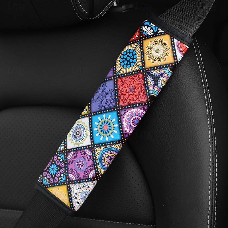 FYAUTOPER  1PCS Color glass printed leather version Four seasons car seat belt shoulder cover protective cover 1PCS3
