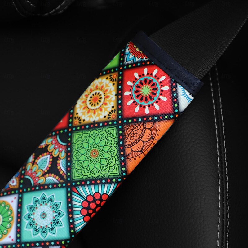 FYAUTOPER  1PCS Color glass printed leather version Four seasons car seat belt shoulder cover protective cover 1PCS4