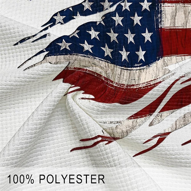 American Independence Day Men's American Flag Veterans Waffle Polo Shirts Golf Shirt Short Sleeve Polo Shirts Collared Shirts Casual Streetwear Vacation Wear Party Outfits 3D Print Buttons Summer3