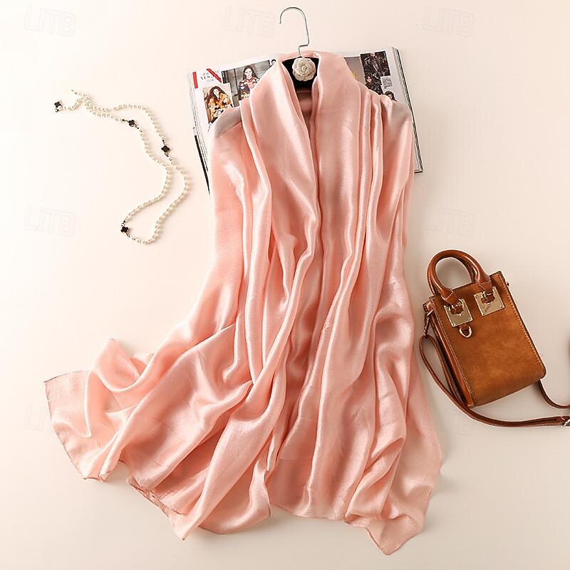 Women's Rectangle Scarf Street Daily Date Blue Pink Scarf Pure Color3