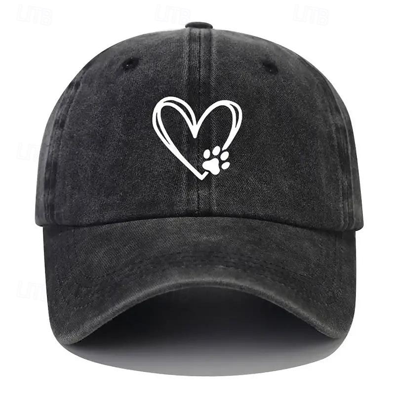 Women's Unisex Baseball Cap Heart Paw Print Curved Brim Adjustable Casual Hat Outdoor Everyday Wear Animal Lovers One Size Fits Most2