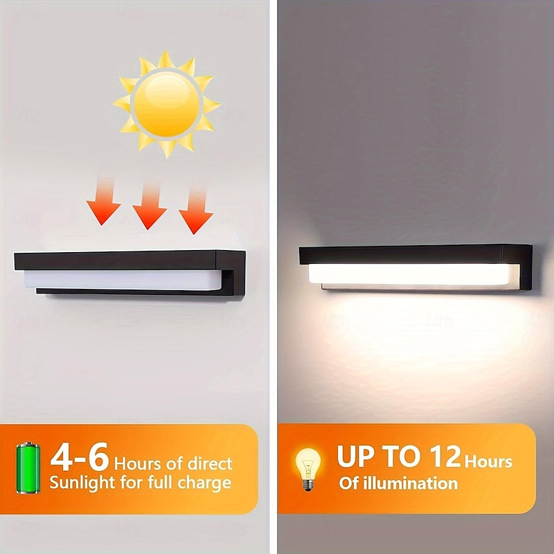 Outdoor Solar Wall Light, Dusk to Dawn Solar Light with 3 Lighting Modes, Wireless Exterior Solar Porch Light, Wall Mounted Patio Fence Outdoor Light Fixture2