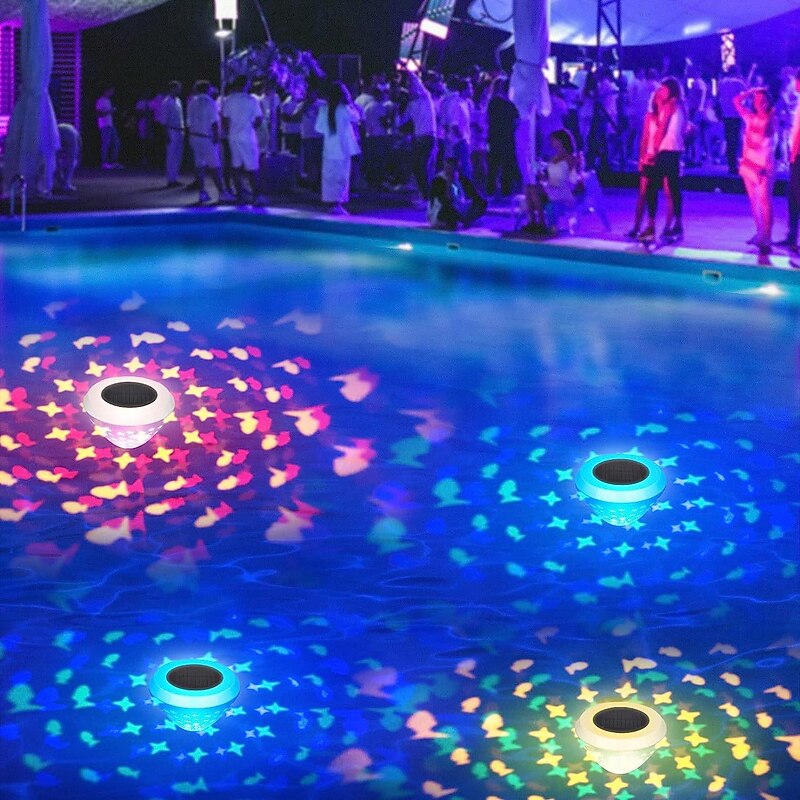 Solar Floating Pool Lights, Submersible LED Pool Lights IP67 Waterproof LED Pond Lights Fountain Light Garden Decor Light Landscape Light Submersible Light 1/2PCS3