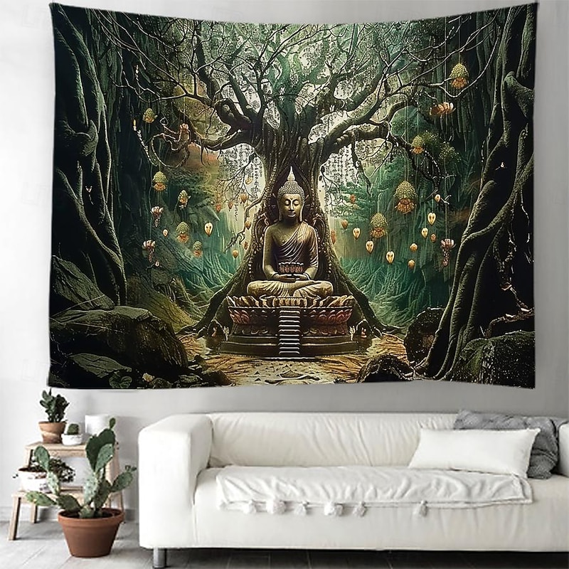 Boho Buddha Tree of Life Hanging Tapestry Wall Art Large Tapestry Mural Decor Photograph Backdrop Blanket Curtain Home Bedroom Living Room Decoration4