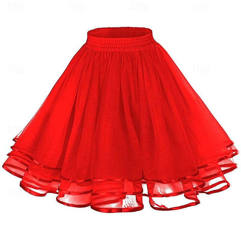 1950s Princess Petticoat Hoop Skirt Tutu Under Skirt Crinoline Tulle Skirt Women's Costume Vintage Cosplay Party / Evening Prom Above Knee Skirt4