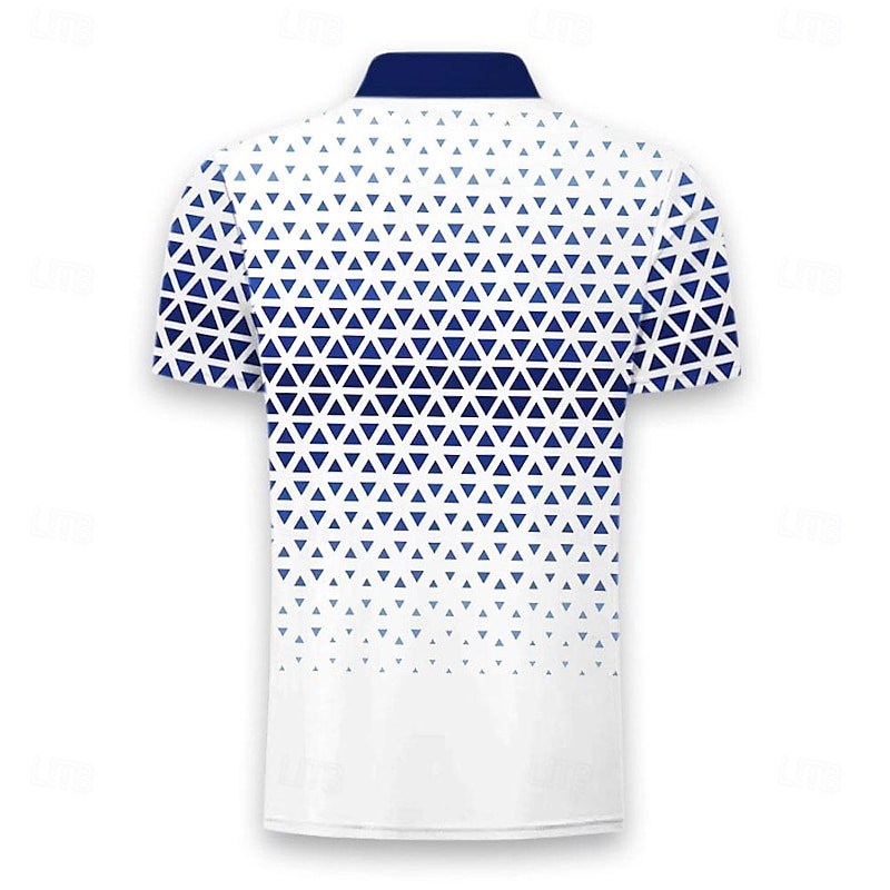 Men's Geometric Polo Shirts Golf Shirt Short Sleeve Polo Shirts Collared Shirts Business Casual WorkWear Formal Wear Festival Wear Buttons 3D Print Spring & Summer Blue3