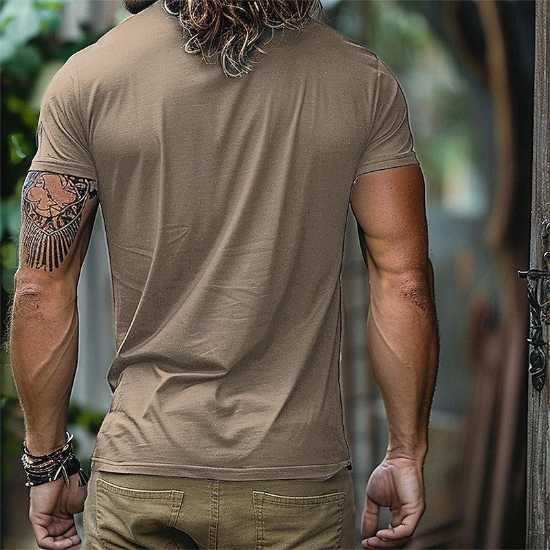 Men's Tribal Bandana Print T Shirt T shirt 3D Print Crew Neck Shirt Vacation Ethnic Athleisure Sports Outdoor Casual Hiking Brown Summer Spring Clothing Apparel S M L XL XXL XXXL2