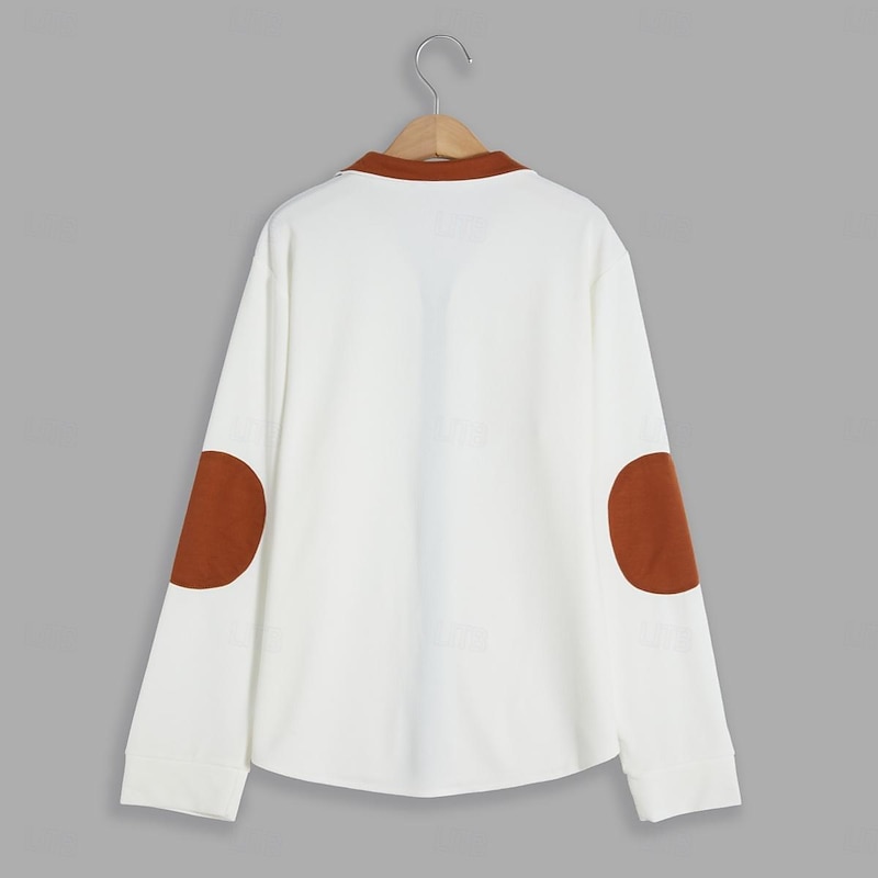 Men's T Shirt Jacket Waffle Knit Tee Tee Top Long Sleeve Standing Collar Spring &  Fall Color Block Fashion Designer Basic Zip Up Patchwork Vacation Street Going out White Blue Khaki Top Tee for Men3