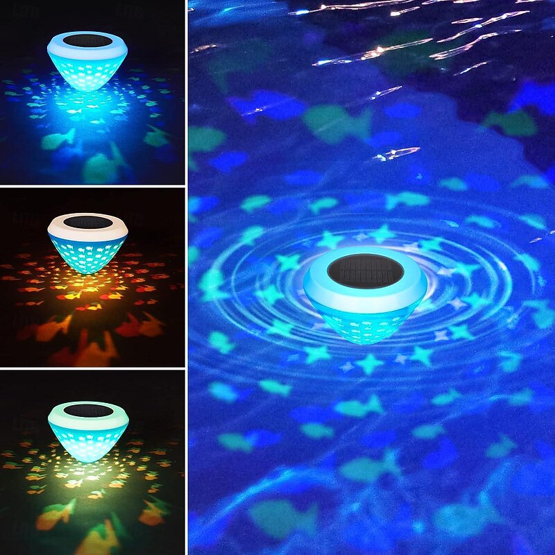 Solar Floating Pool Lights, Submersible LED Pool Lights IP67 Waterproof LED Pond Lights Fountain Light Garden Decor Light Landscape Light Submersible Light 1/2PCS2