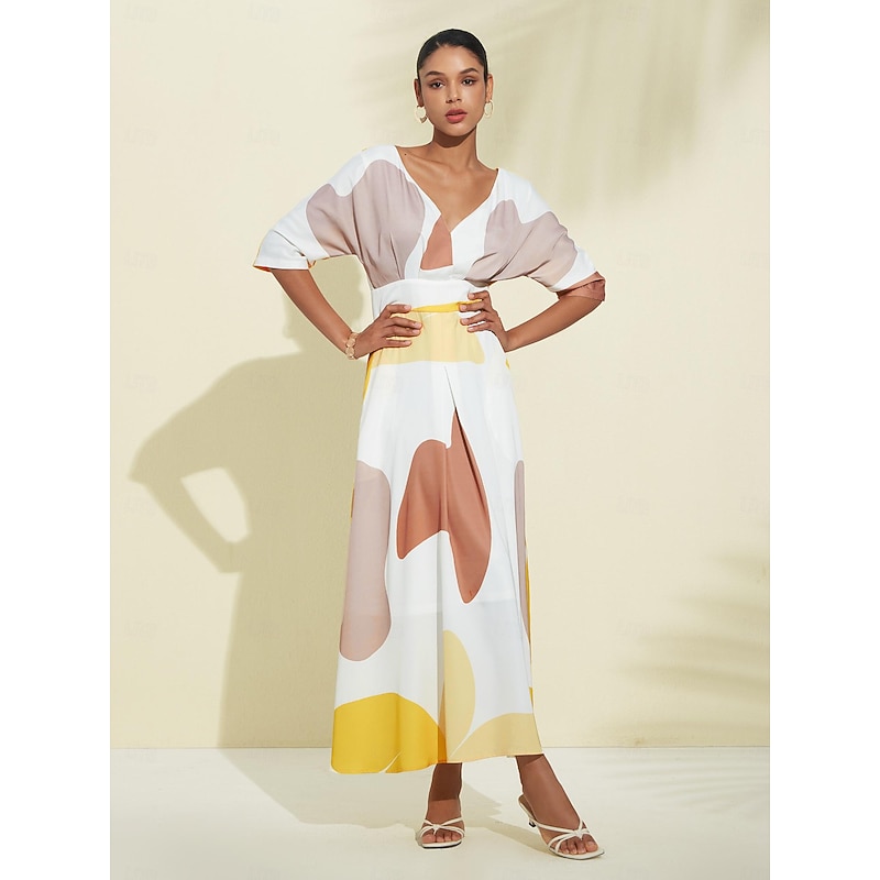 Satin Pocket Floral V Neck Maxi Dress4