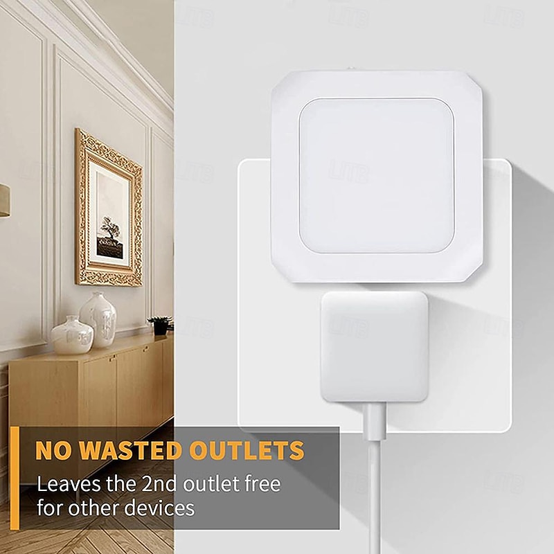 2pcs Plug In Night Light Twilight Sensor Dimmable Warmwhite Wireless Cabinet Light EU US UK for Kids Bedroom Auto Dusk to Dawn Sensor LED Night Lamp3