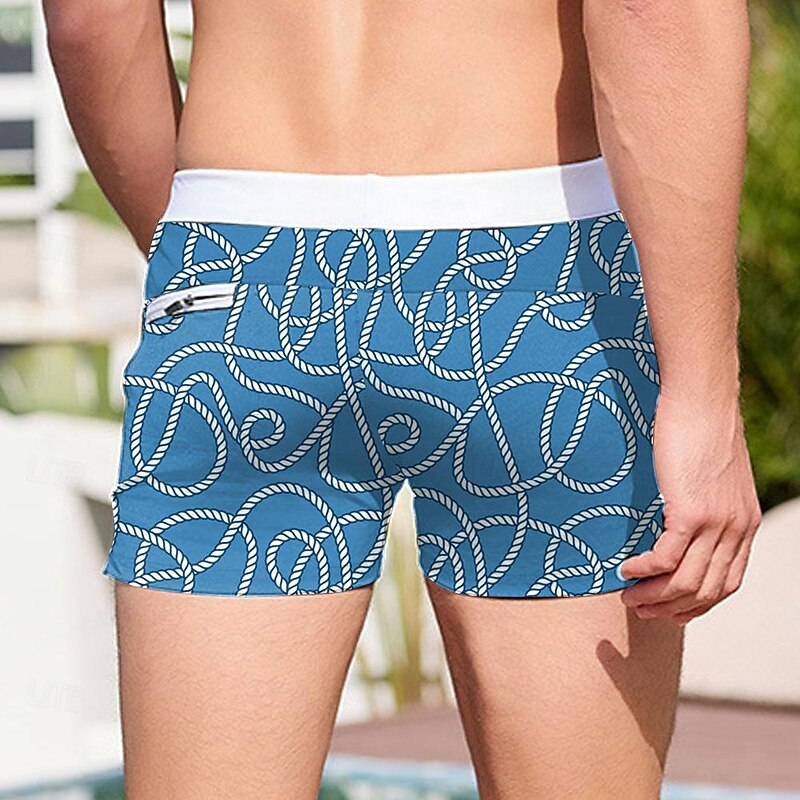Men's Geometric Pattern Swim Trunks Swim Shorts Board Shorts Mid Waist Fashion Designer Holiday Beach Swimming Pool Drawstring Pocket Elastic Waist Designer Clothing Apparel2