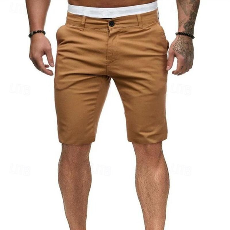 Men's Summer Shorts Work Shorts Casual Shorts Buttons Pocket Plain Comfort Knee Length Formal Party Work Fashion Classic Style Black White Micro-elastic2