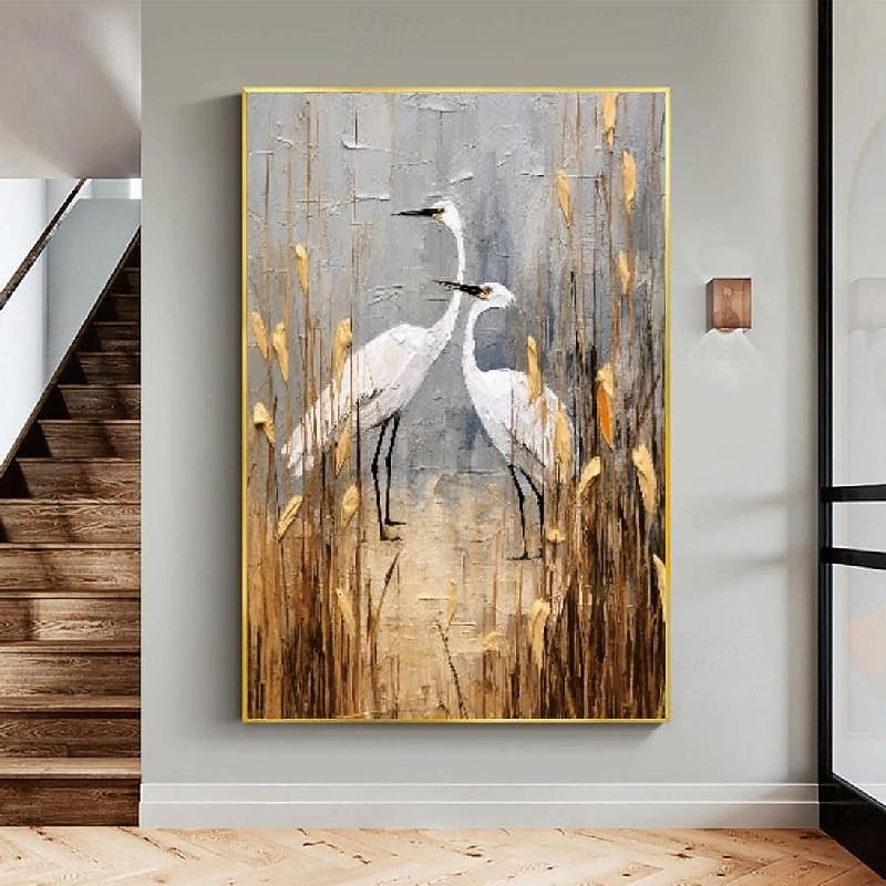 Storks painting 100% Hand Painted animal Textured Painting Abstract Oil Painting Acrylic Painting Wall Decor Living Room Office Wall Art painting