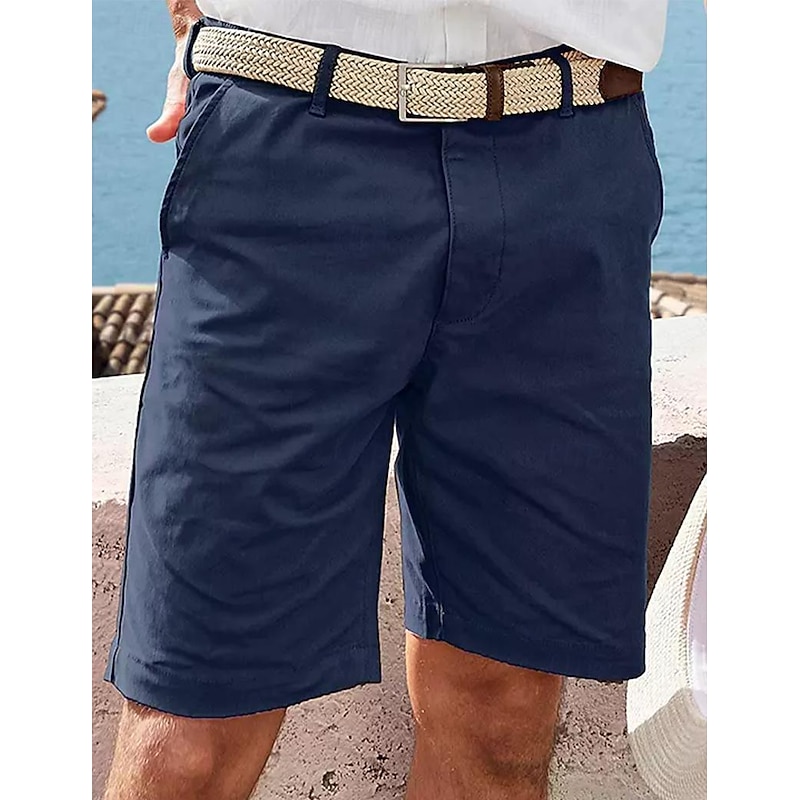 Men's Shorts Dress Shorts Work Shorts Casual Shorts Golf Shorts Pocket Straight Leg Solid Colored Comfort Wearable Knee Length Outdoor Daily Streetwear Stylish Pink Navy Blue