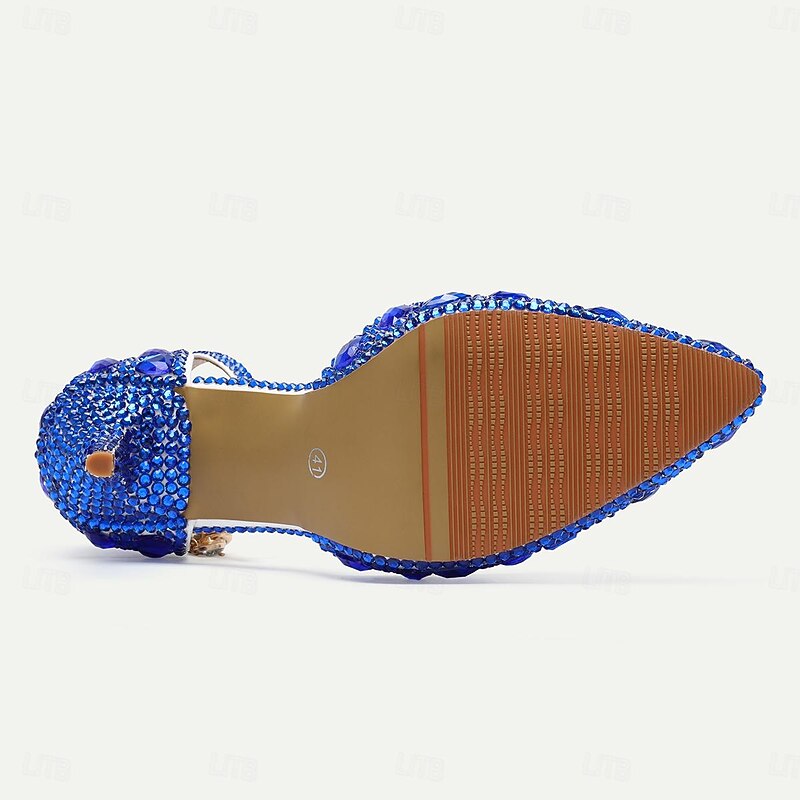 Women's Crystal Rhinestone Pointed-Toe Slingback High Heels - Elegant and Colorful Party, Wedding, and Evening Shoes4