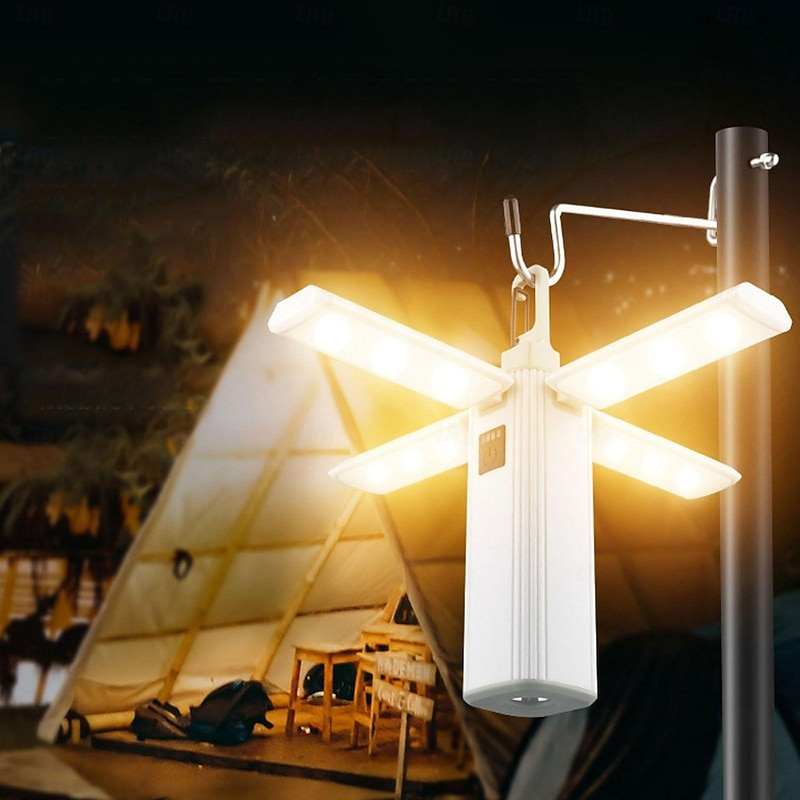 3-In-1 Outdoor Camping Light Foldable LED Light Invisible Hook Tent Light Portable Flashlight And Mobile Phone Charger Suitable For Emergency Situations Hiking And Backpacking Equipment