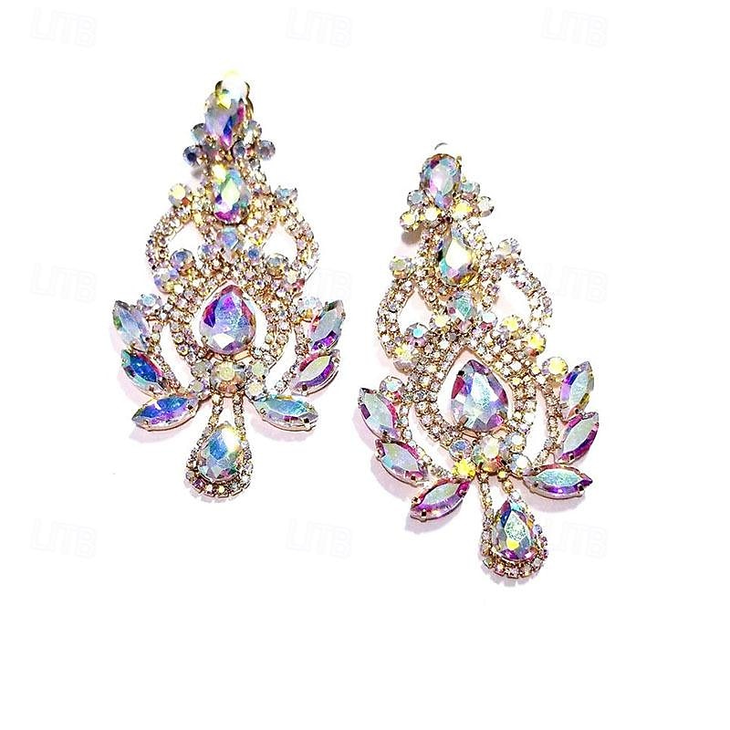 Women's Stud Earrings Drop Earrings Geometrical Drop Precious Statement Imitation Diamond Earrings Jewelry Black / White / Rainbow For Wedding Party Daily 1 Pair2