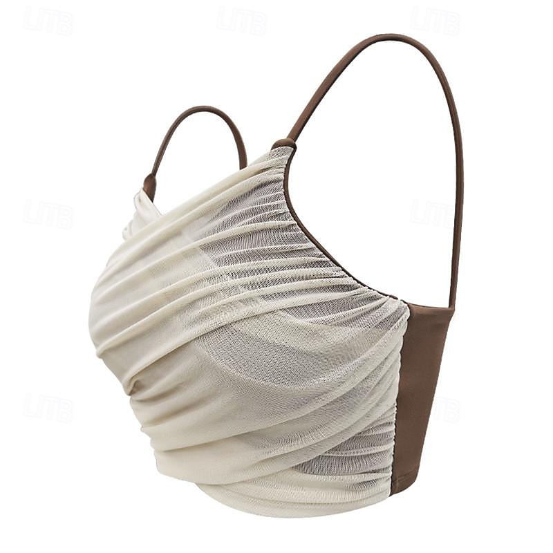 Women's Light Support Sports Bra Running Bra Open Back Removable Pad Bra Top Padded Fitness Leisure Sports Running Breathable Lightweight Soft White Brown Green Solid Colored3