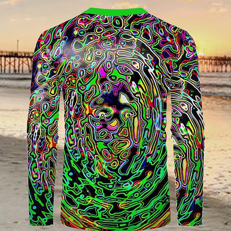 Men's Geometric T Shirt Long Sleeve T shirt 3D Print Shirt Fashion Exaggerated Designer Party Street Holiday Rainbow Summer Spring Clothing Apparel S M L XL XXL XXXL2