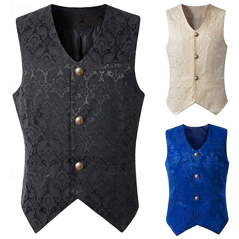 Retro Vintage Medieval Renaissance Vest Prince Nobleman Jacquard Fancy Dress Men's Fantasy Royal Halloween Carnival Masquerade Party / Evening Adults' Vest