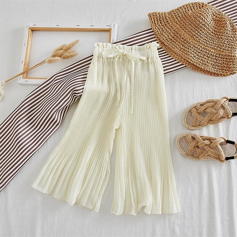 Children's Sets Tops Sleeveless Pullover Tiered Wide Leg Pants Loose Straight Cotton New Korean Sweet Fashion Designable Girls4