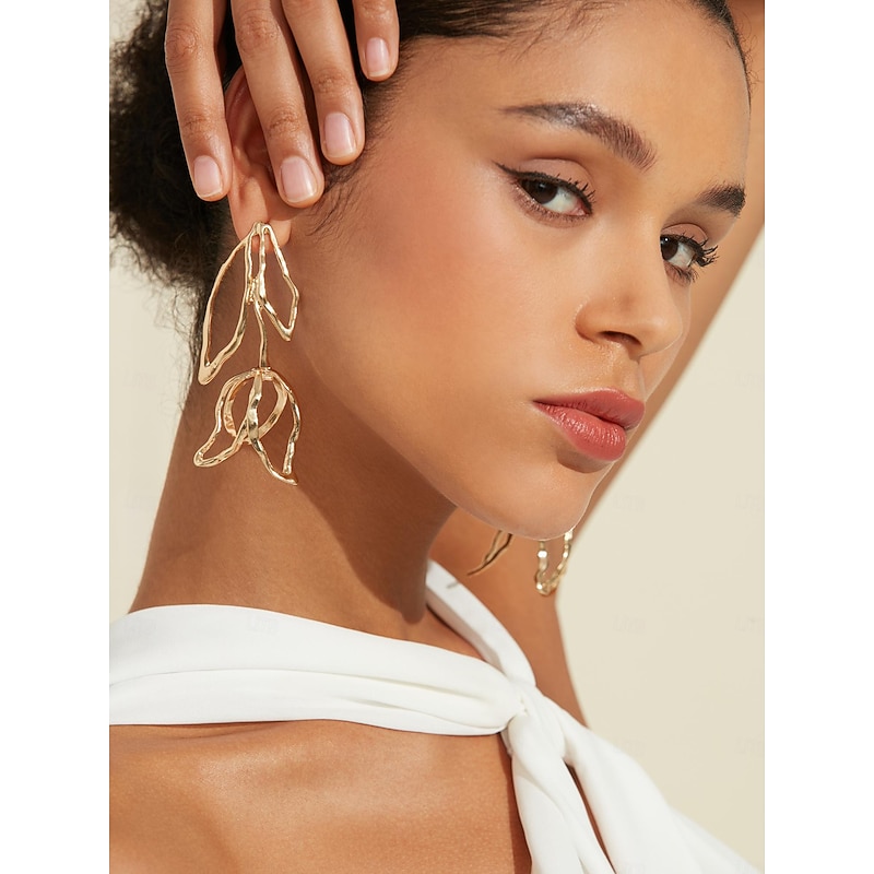 Tulip Flower Light-gold Alloy Stud Earrings