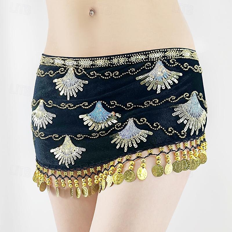 Belly Dance Belt Gold Coin Splicing Paillette Women's Performance Training High Polyester2