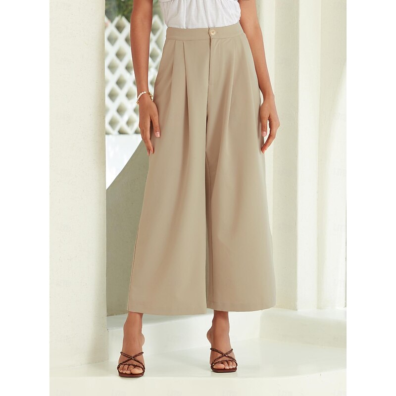 Women's Casual Khaki Straight Office Business Pants  with Pockets