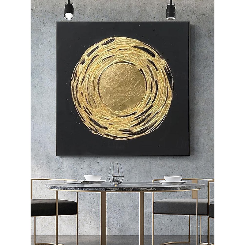 Hand Painted Modern Canvas Circle Gold Foil Abstract Pattern Nordic Abstract Wall Art Home Decor Module Living Room Nordic Home Decor Painting Home Decor Stretched Frame Ready To Hang Or No Frame3