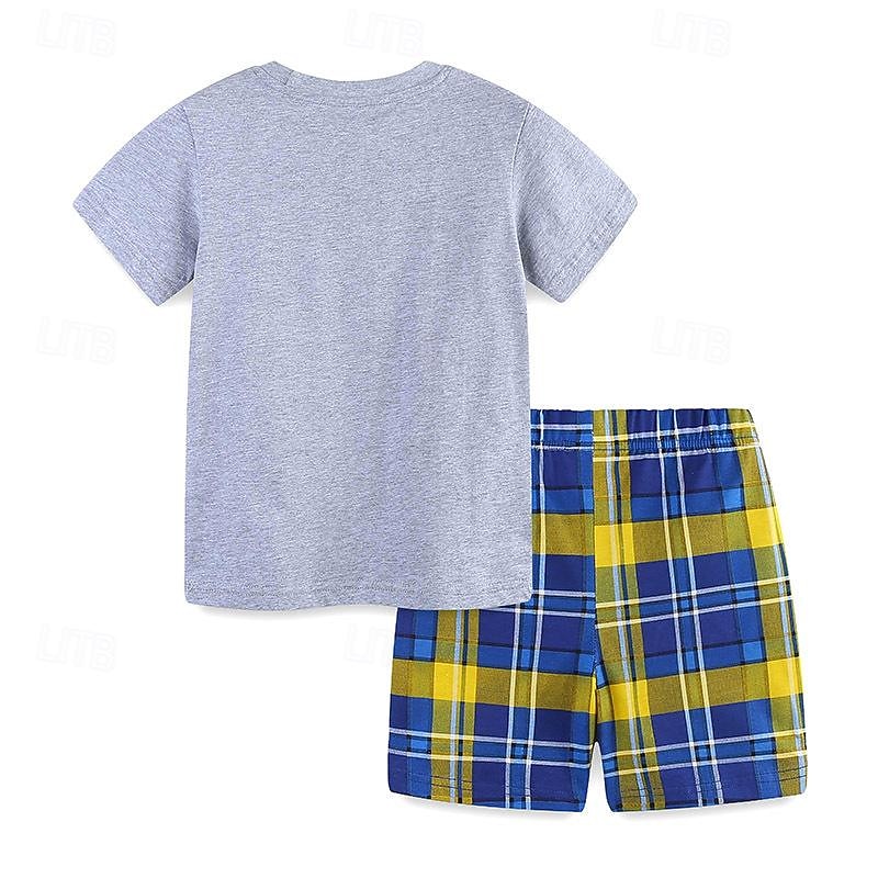 2 Pieces Toddler Boys T-shirt & Shorts Outfit Graphic Short Sleeve Set School Fashion Daily Summer Spring 3-7 Years2