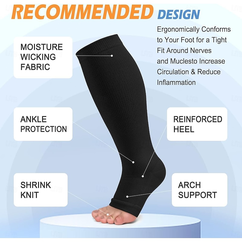 3 Pairs Toeless Compression Socks,15-20mmHg  Neuropathy Socks Bunion Socks Opened Toe Compression Stockings for Men Women，Suit for Running,Nurse,Travel,Cycling,Athletic3