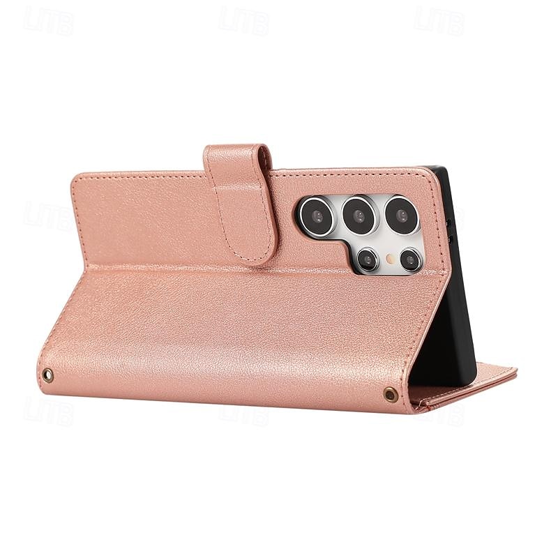 Phone Case For Samsung Galaxy S25 S24 S23 S23 FE S22 S21 Ultra Plus A55 5G A35 5G A25 A15 Wallet Case with Stand Holder Magnetic Zipper Retro TPU PU Leather4