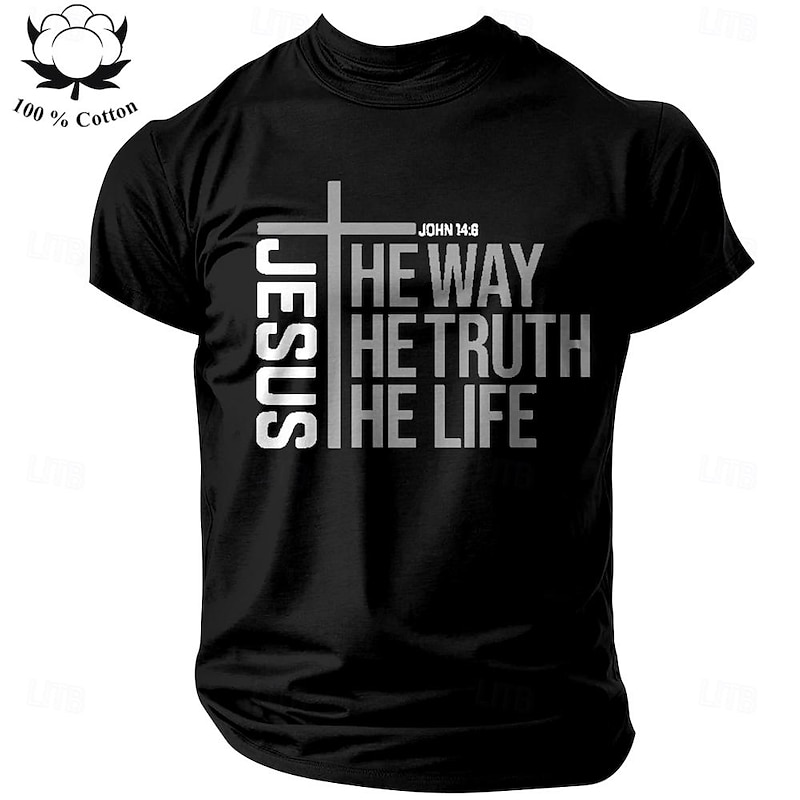 Christian Jesus The Way The Truth The Life John 14:6 Men's Graphic Short Sleeve T-Shirt