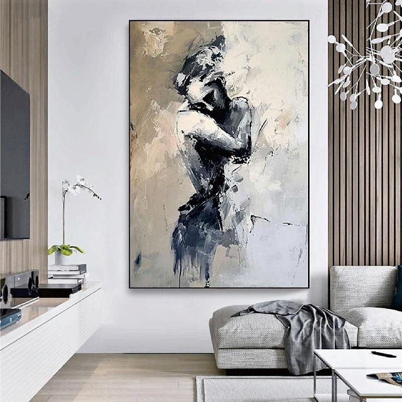 Hand painted Abstract Lady Framed Woman painting hand painted lovers oil painting lady dancers painting Wall Art Woman face Canvas Art Faceless Portrait Painting Lovers' decor oil painting artwork3