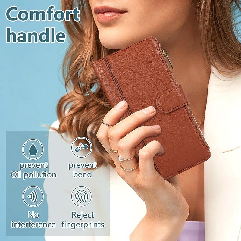 Phone Case For iPhone 17 Pro Max 17 Air 16 15 14 Pro Max Plus 13 12 11 Pro Max Mini Back Cover with Stand Holder Magnetic Zipper Retro TPU PU Leather2