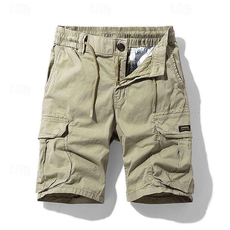 Men's Cargo Shorts Hiking Shorts Drawstring Multi Pocket Plain Casual Streetwear Cargo Shorts Stylish ArmyGreen Black