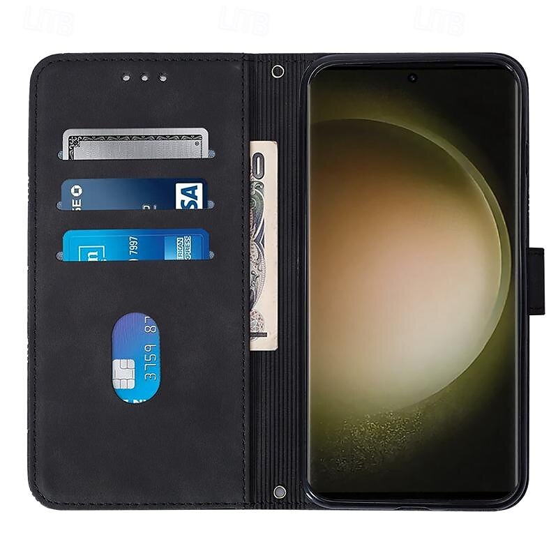 Phone Case For Samsung Galaxy S25 S24 S23 S23 FE S22 S21 Ultra Plus A55 5G A35 5G A25 A15 Back Cover with Stand Holder with Lanyard Card Slot Retro TPU PU Leather4