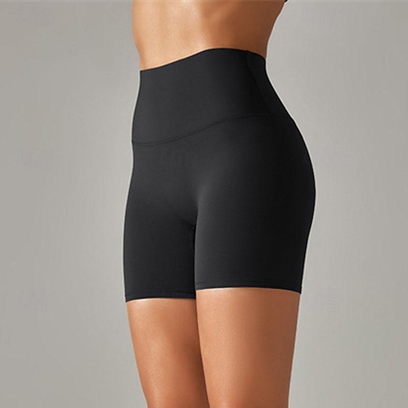 Women's Gym Shorts Yoga Shorts Workout Shorts High Waist Pilates Gym Workout Workout Shorts Solid Color Black White Dark Gray Sports Activewear Stretchy Slim2