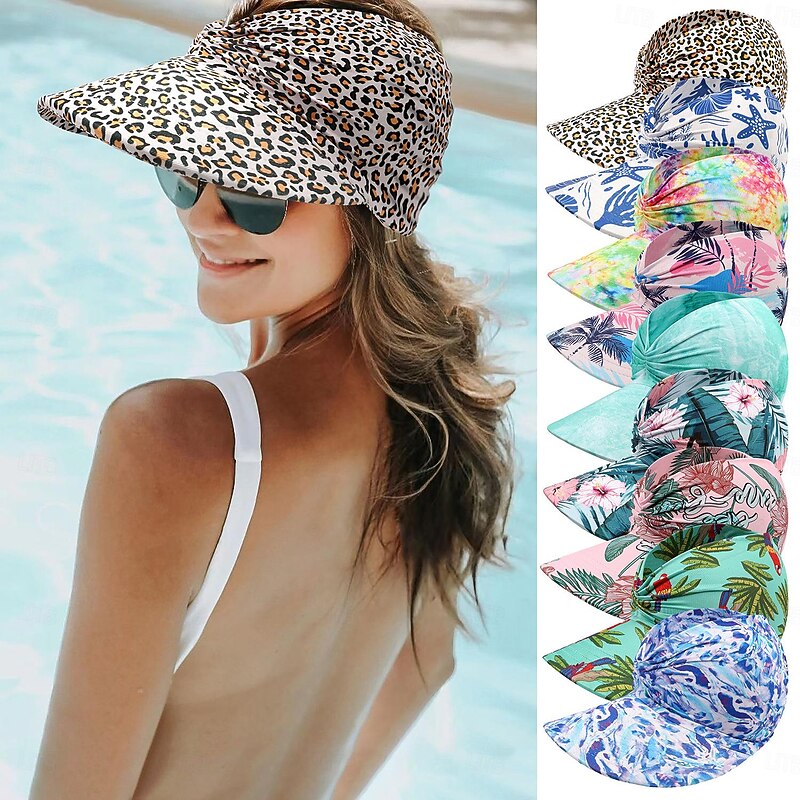 Sun Visor Hats for Women with Large Brim Foldable Visor Cap Beach Hat Sun Protection UPF 50+ Designed for Outdoor Sports Beach Volleyball, Golf, Baseball, Tennis, Badminton, Running