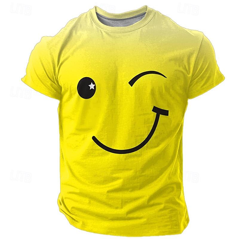 Men's Human face T Shirt Short Sleeve T shirt 3D Print Crew Neck Shirt Vacation Fashion Athleisure Street Sports Outdoor Yellow Summer Spring Clothing Apparel S M L XL XXL XXXL