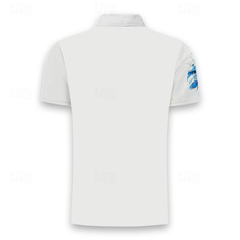 Men's Wolf Polo Shirts Golf Shirt Short Sleeve Polo Shirts Collared Shirts Funny Streetwear Vacation Wear Party Outfits Buttons 3D Print Spring & Summer White2