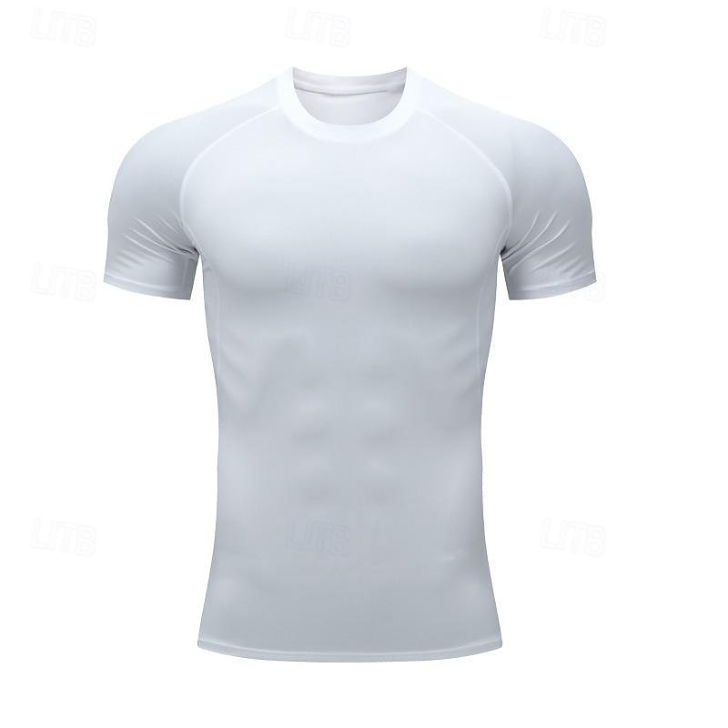 Men's T Shirt Muscle Shirt Moisture Wicking Shirts Short Sleeve Crew Neck Summer Plain Sports Fashion Lightweight Classic Style Vacation Casual Holiday Red black Black White Top Tee for Men2